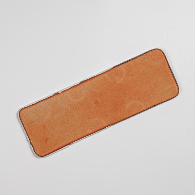 萩焼(伝統的工芸品)タタラ長皿掛分け(鬼白松＆黒釉)四方11×32