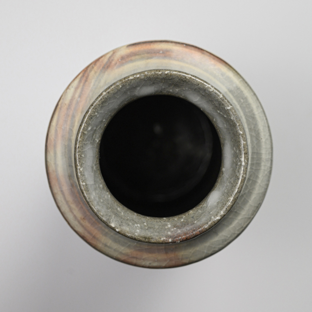 萩焼(伝統的工芸品)花入刷毛青荒肩衝No1403