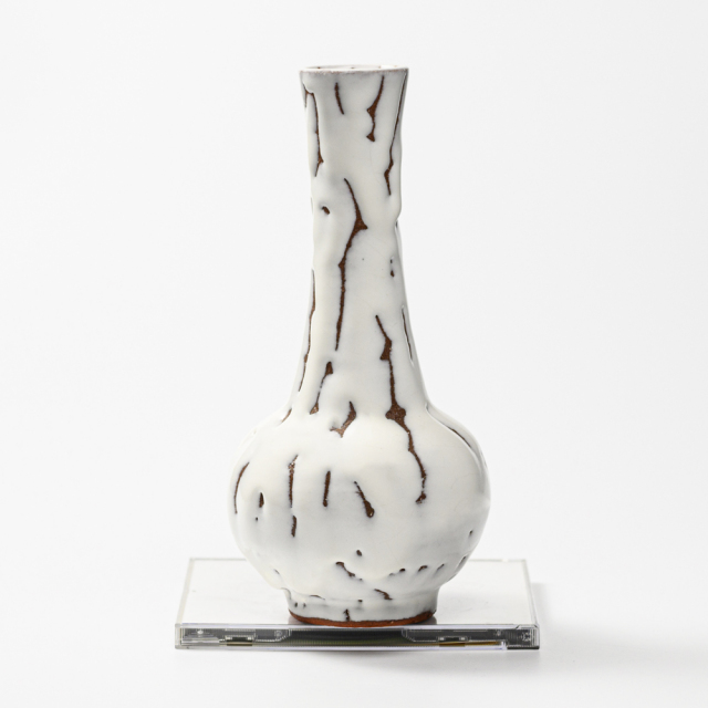 萩焼(伝統的工芸品)花入鬼白松下蕪No1406