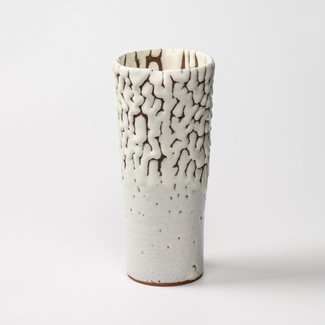 萩焼(伝統的工芸品)花入鬼白松円錐形桂No1411