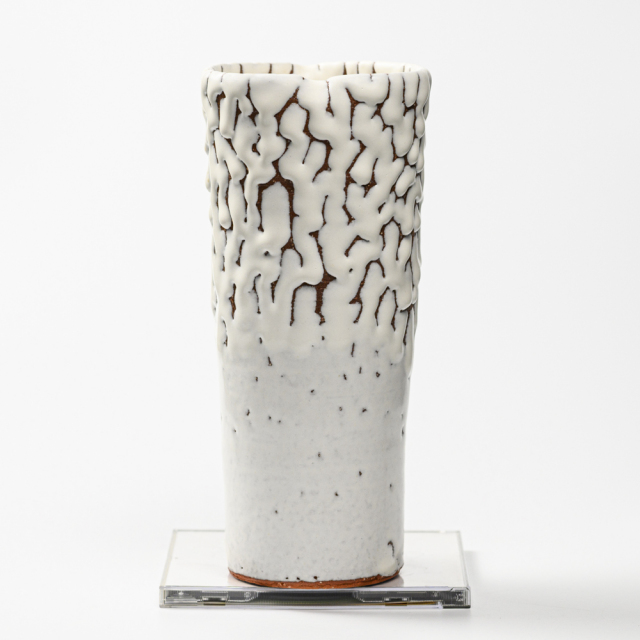 萩焼(伝統的工芸品)花入鬼白松円錐形桂No1411