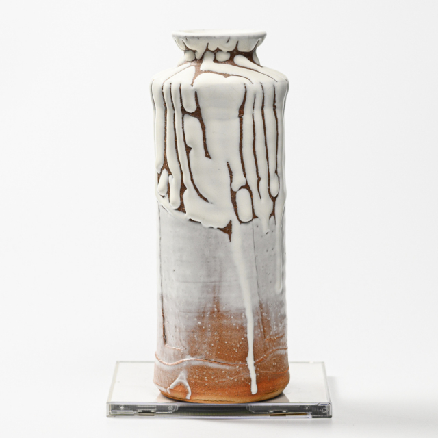 萩焼(伝統的工芸品)花入鬼白松肩衝ヘラメNo1412