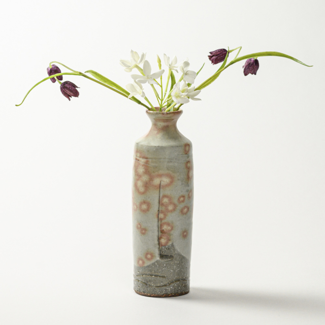 萩焼(伝統的工芸品)花入細手御本手撫肩衝ヘラメNo1424