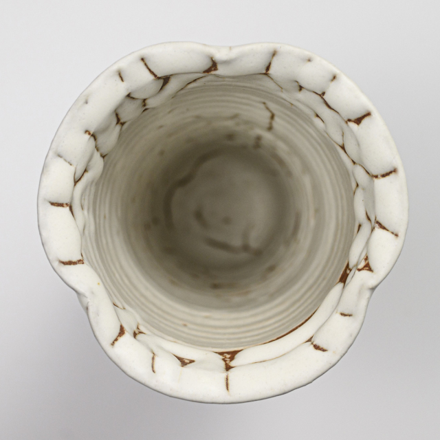 萩焼(伝統的工芸品)花入小鬼白松筒三つ葉No1445