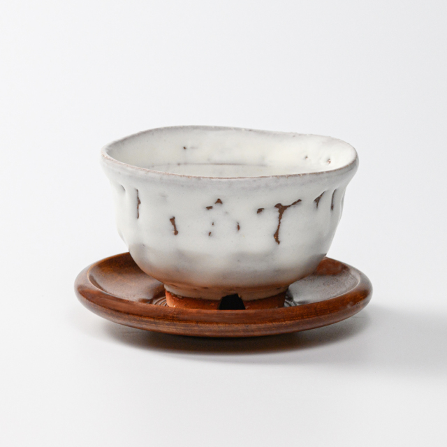 萩焼(伝統的工芸品)汲出し湯呑大鬼白竹朝顔No144