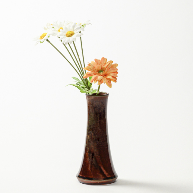 萩焼(伝統的工芸品)花入小細手鉄赤釉円錐形No1455