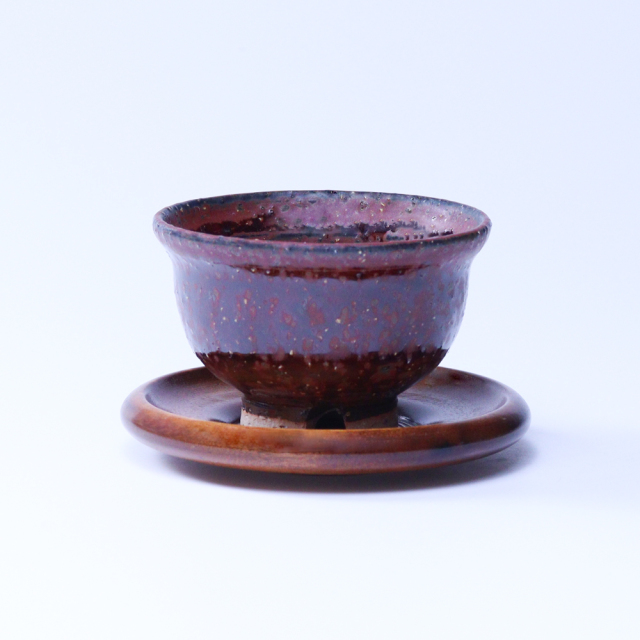 萩焼(伝統的工芸品)汲出し湯呑大鉄赤釉荒朝顔No147