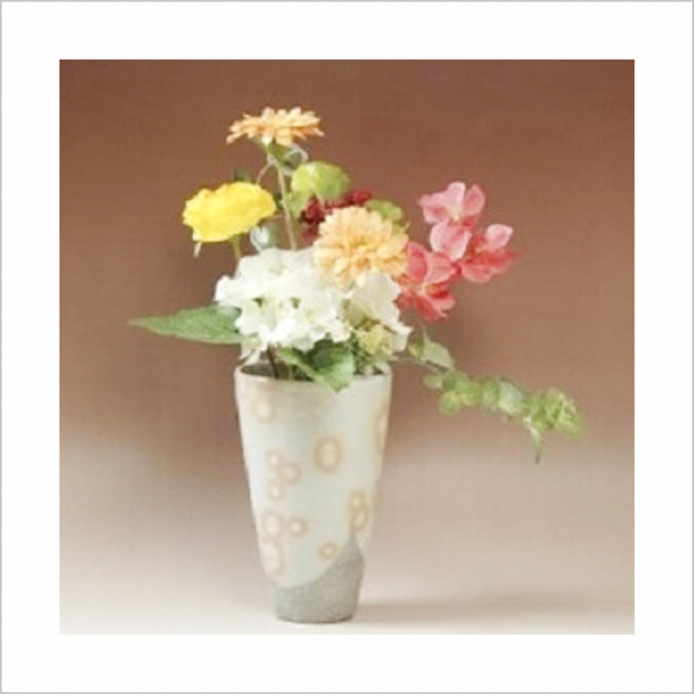 萩焼(伝統的工芸品)花入れ広口小御本手呉器(花留め要不要選択)No1526