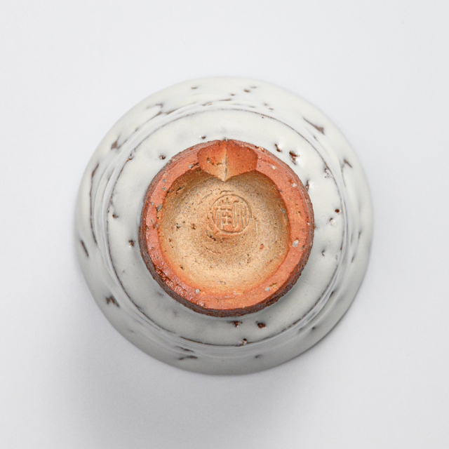 萩焼(伝統的工芸品)煎茶湯呑鬼白竹端反ヘラメNo152