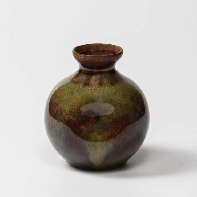 萩焼(伝統的工芸品)ミニ花入鉄赤釉丸えくぼNo1539