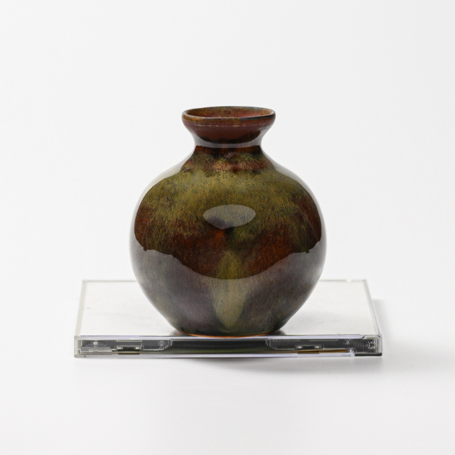 萩焼(伝統的工芸品)ミニ花入鉄赤釉丸えくぼNo1539