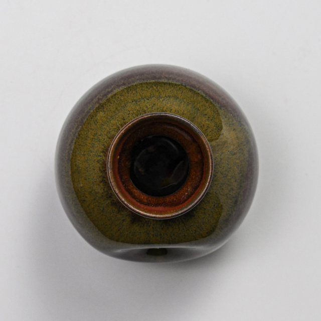 萩焼(伝統的工芸品)ミニ花入鉄赤釉丸えくぼNo1539