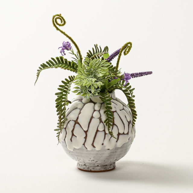 萩焼(伝統的工芸品)ミニ花入鬼白松丸No1540