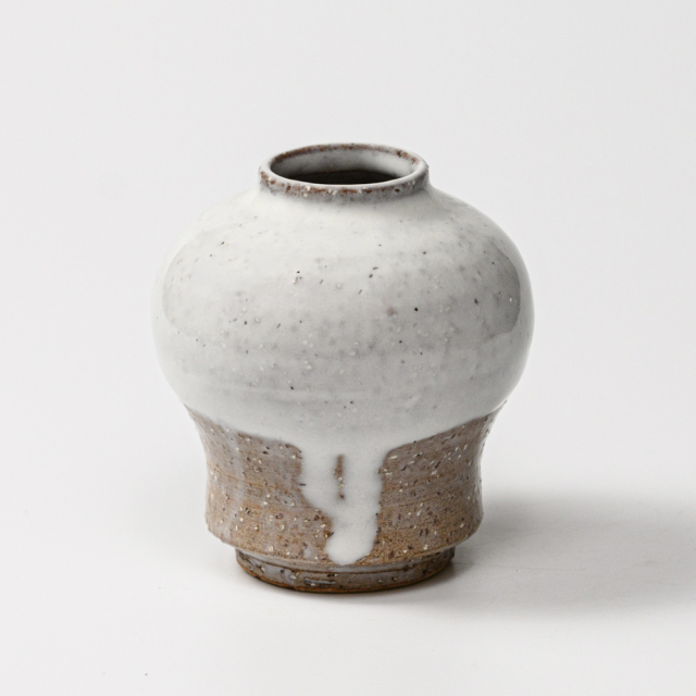 萩焼(伝統的工芸品)ミニ花入小白萩掛分け瓶子No1543