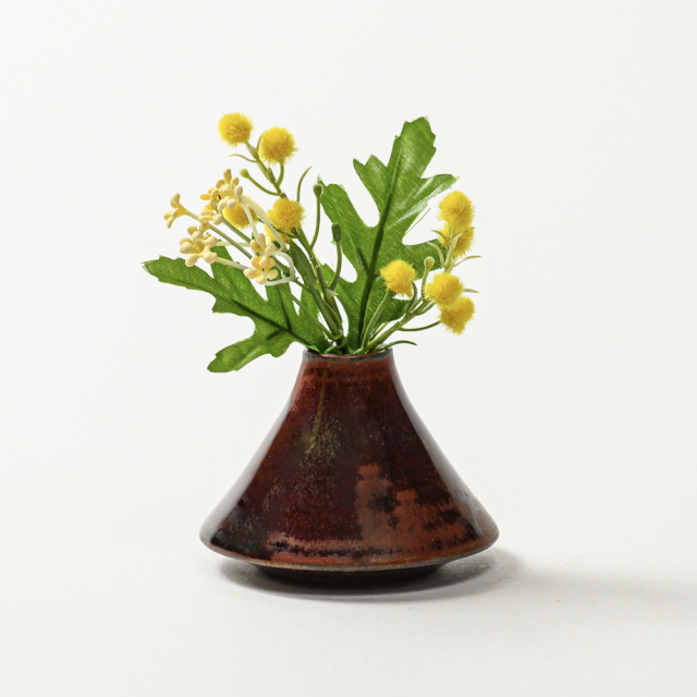 萩焼(伝統的工芸品)豆花入鉄赤釉赤富士No1552