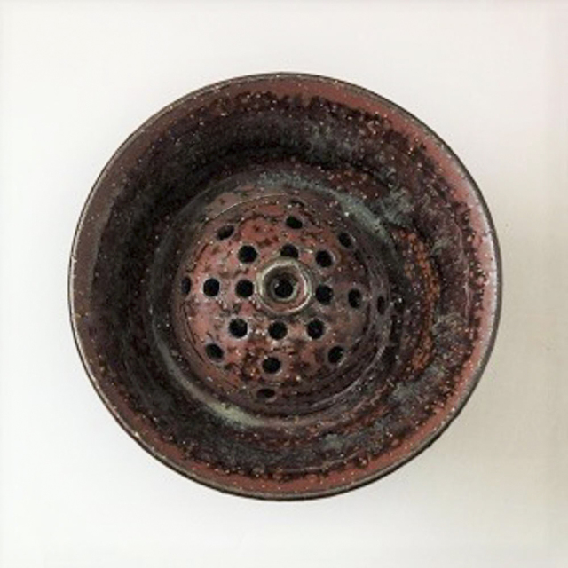 萩焼(伝統的工芸品)コンポート小鉄赤釉荒端反(花留め選択)No1650
