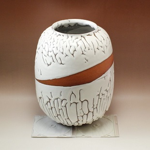 萩焼(伝統的工芸品)つぼ大鬼白松掛外し瓜形