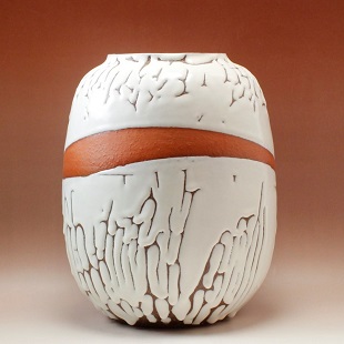 萩焼(伝統的工芸品)つぼ大鬼白松掛外し瓜形