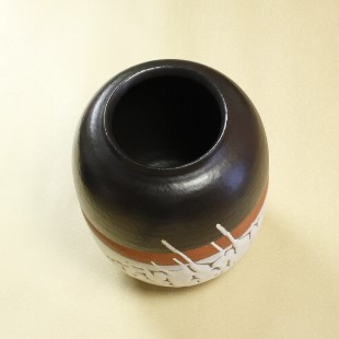 萩焼(伝統的工芸品)つぼ大掛分け(鬼白松&黒釉)掛外し瓜形