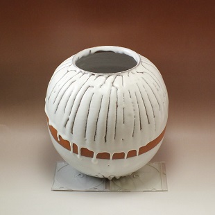 萩焼(伝統的工芸品)つぼ特大鬼白竹掛外し丸