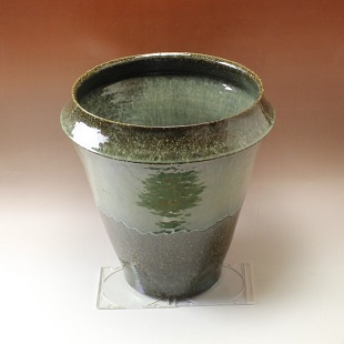 萩焼(伝統的工芸品)大つぼ鉄青釉肩衝広口