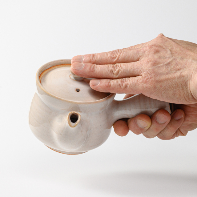 萩焼(伝統的工芸品)急須中白姫筒鉄砲口