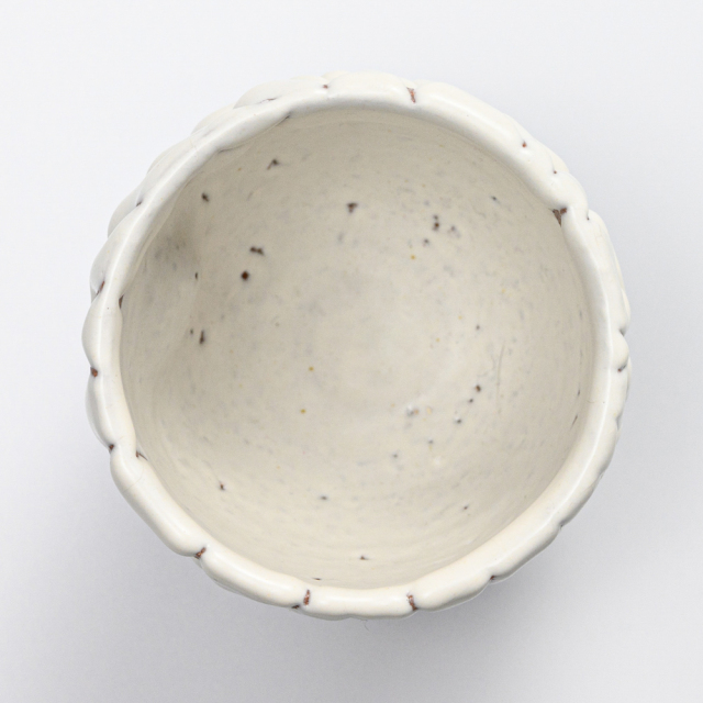 萩焼(伝統的工芸品)湯呑小掛分け(鬼白荒特＆黒釉)呉器ヘラメ