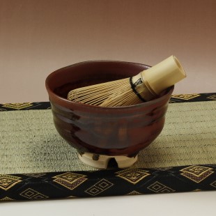 萩焼(伝統的工芸品)抹茶碗鉄赤釉端反