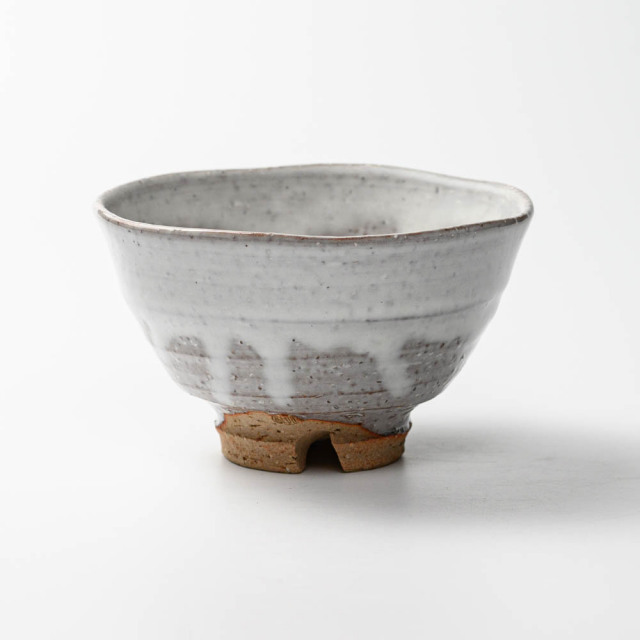 萩焼(伝統的工芸品)抹茶碗白萩掛分け井戸形No1813
