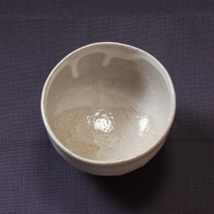 萩焼(伝統的工芸品)抹茶碗白萩掛分け半筒