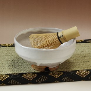 萩焼(伝統的工芸品)抹茶碗白萩掛分け馬盥