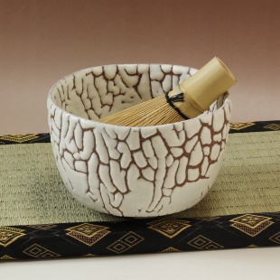 萩焼(伝統的工芸品)抹茶碗上鬼白松半筒