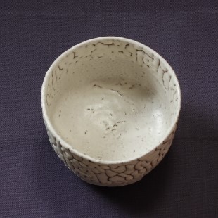 萩焼(伝統的工芸品)抹茶碗上鬼白松半筒面取