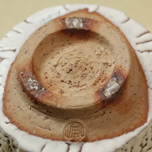 萩焼(伝統的工芸品)抹茶碗上鬼白松半筒面取