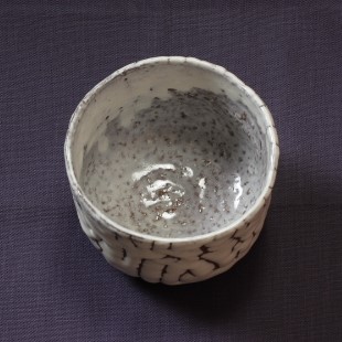萩焼(伝統的工芸品)抹茶碗上鬼白荒竹半筒