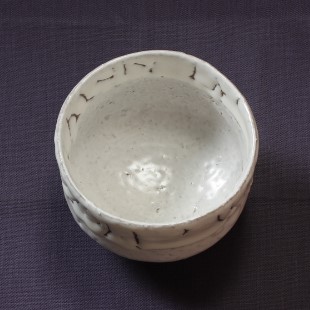 萩焼(伝統的工芸品)抹茶碗上鬼白荒竹胴締