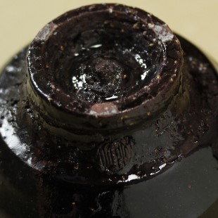 萩焼(伝統的工芸品)抹茶碗上掛分け(黒釉＆銀黒星釉)端反