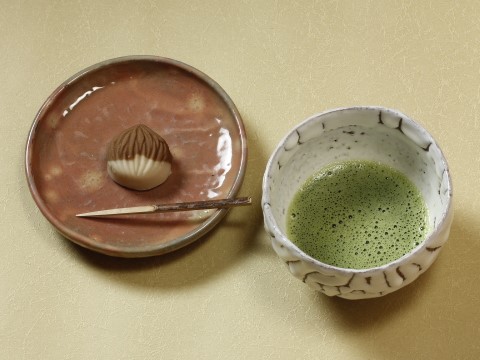 萩焼(伝統的工芸品)抹茶碗特小鬼白竹碗形