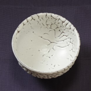 萩焼(伝統的工芸品)抹茶碗特鬼白荒松碗形桜高台