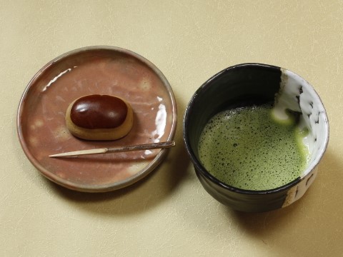 萩焼(伝統的工芸品)抹茶碗極上掛分け(鬼白荒竹＆黒釉)端反