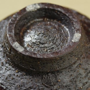 萩焼(伝統的工芸品)抹茶碗上大鉄赤釉荒胴締