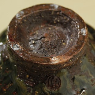 萩焼(伝統的工芸品)抹茶碗特大鉄赤釉荒呉器輪花