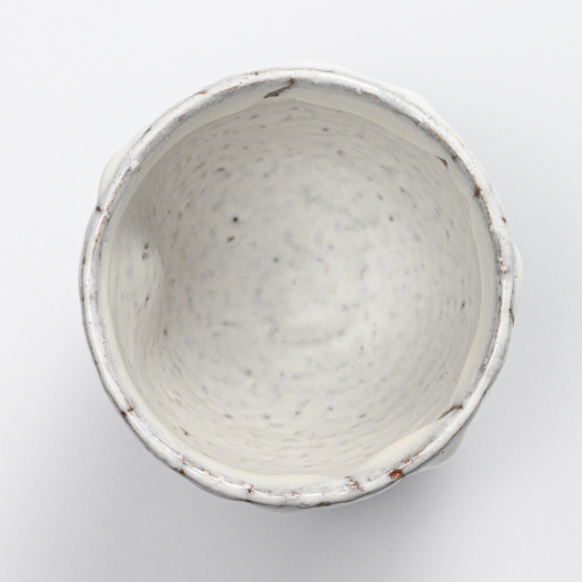 萩焼(伝統的工芸品)湯呑小掛分け(鬼白荒松＆黒釉)呉器ヘラメ