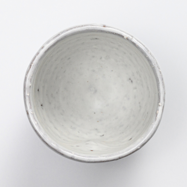 萩焼(伝統的工芸品)湯呑小掛分け(鬼白荒竹＆黒釉)呉器ヘラメ