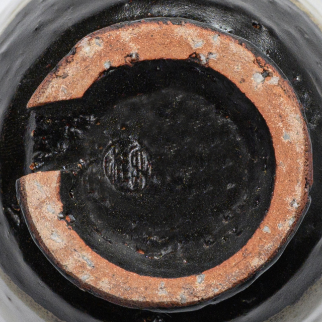 萩焼(伝統的工芸品)湯呑小掛分け(鬼白荒竹＆黒釉)呉器ヘラメ