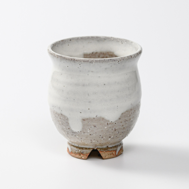 萩焼(伝統的工芸品)湯呑小白萩掛分け丸No21