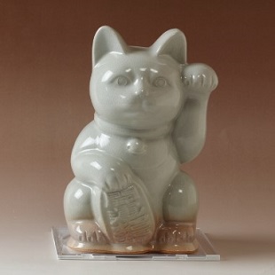 萩焼(伝統的工芸品)置物大姫萩「招福猫」