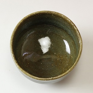 萩焼(伝統的工芸品)茶楽抹茶碗鉄青釉半筒3点セット付