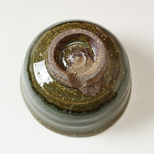 萩焼(伝統的工芸品)茶楽抹茶碗鉄青釉半筒3点セット付