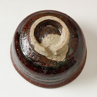 萩焼(伝統的工芸品)茶楽抹茶碗鉄赤釉荒半筒3点セット付